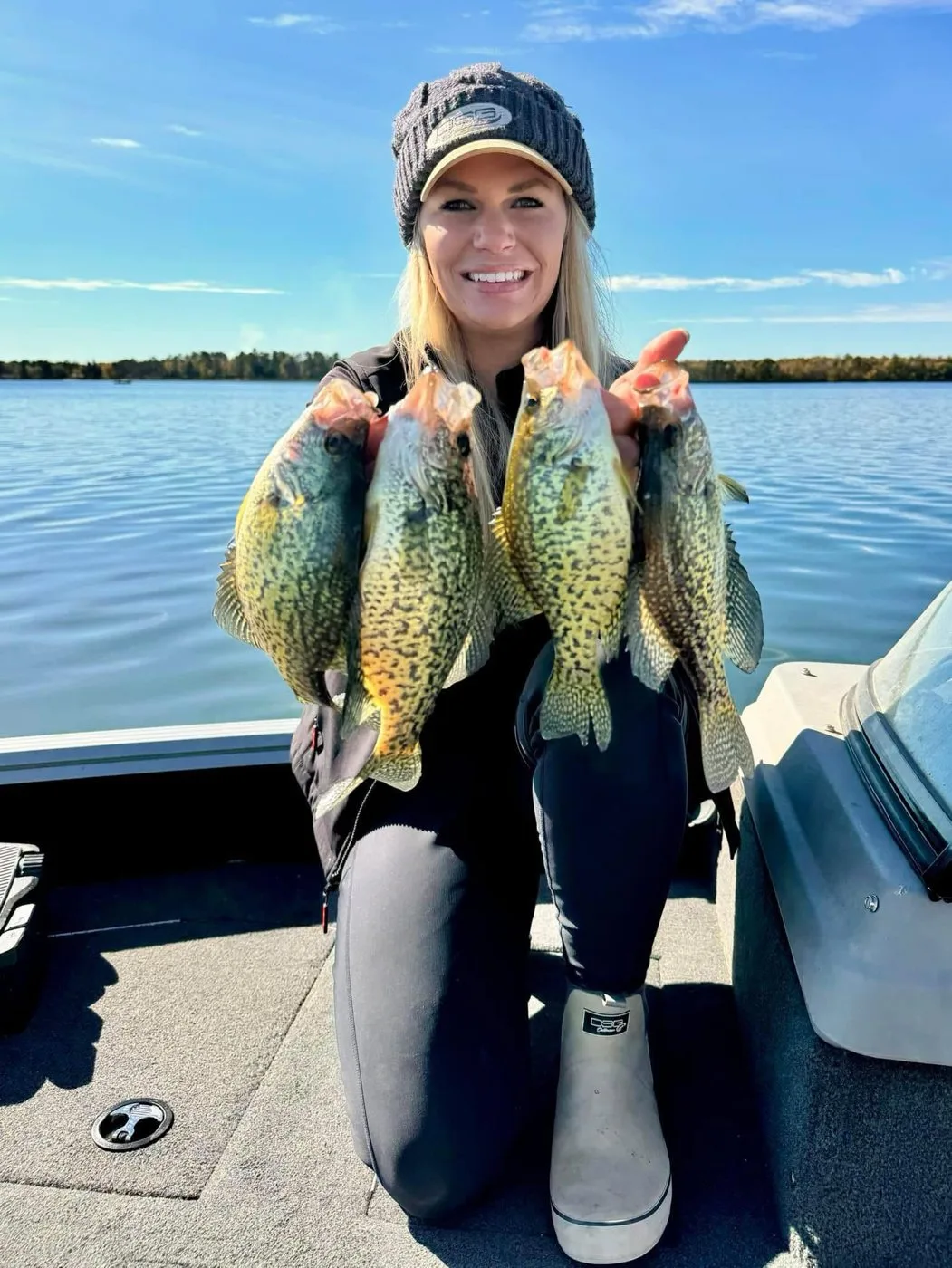 Three crappie in the Smoker Craft 188 DC Pro